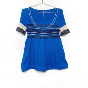 Free People Wool Blend Ribbed Striped Sweater